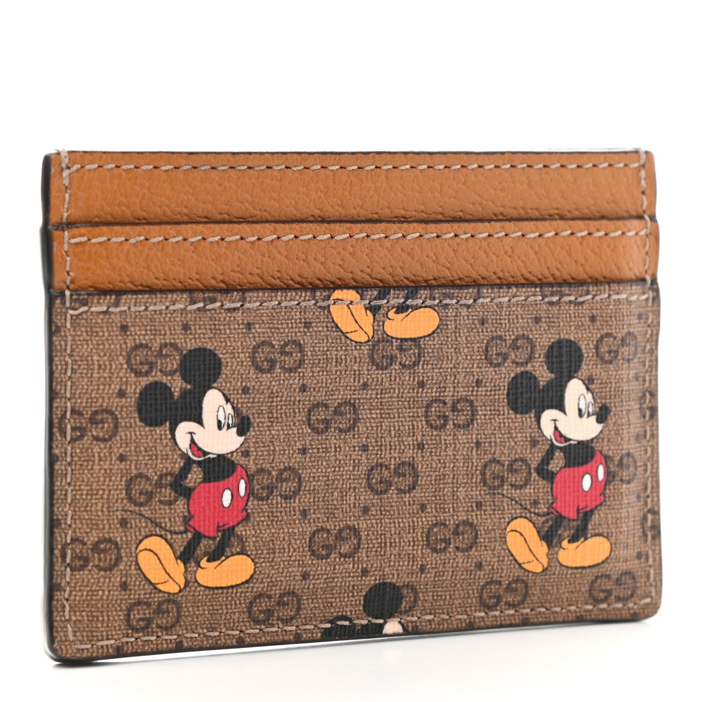 X DISNEY Mini Vintage GG Supreme Monogram Mickey Mouse Card Holder Beige Vintage Sun Oil
