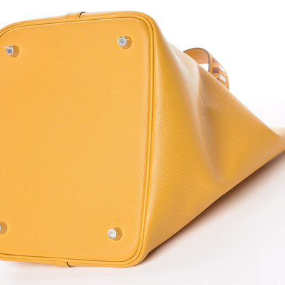 Hermes Epsom Tressage De Cuir Picotin Lock 22 MM Jaune Ambre Brique White 6 of 10