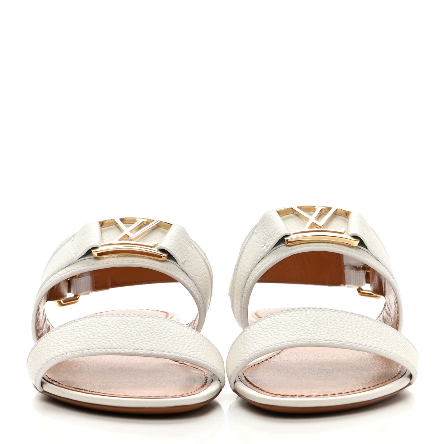 Grained Calfskin Horizon Flat Sandals 35 White