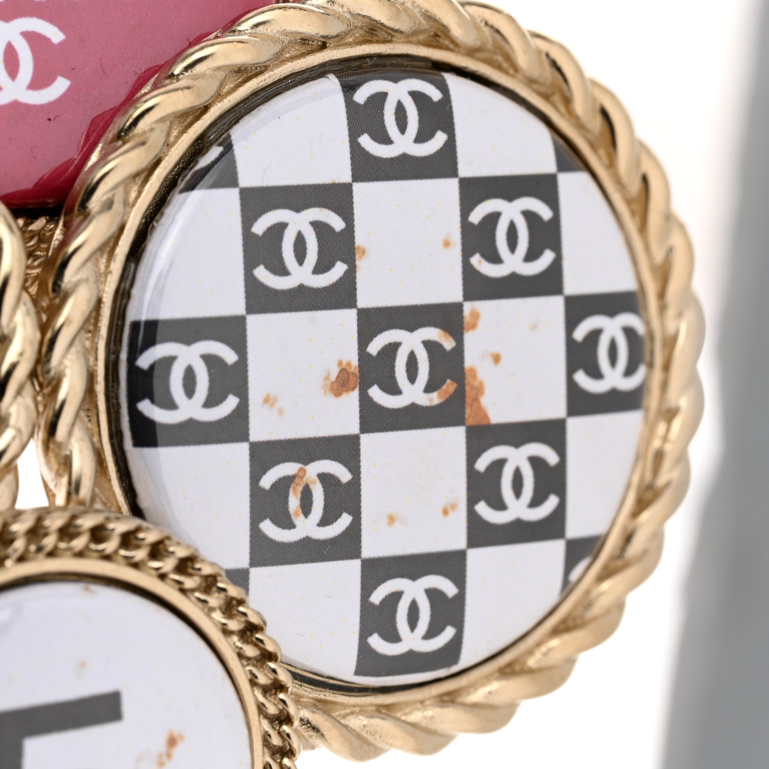 Chanel Logo Button Brooch Gold 4 of 5