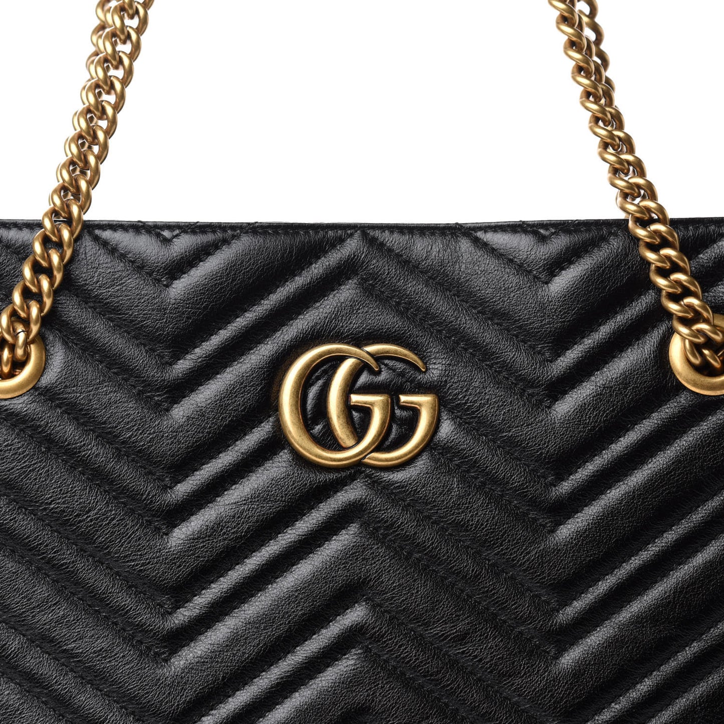 Vintage Calfskin Matelasse Medium GG Marmont Slim Tote Black