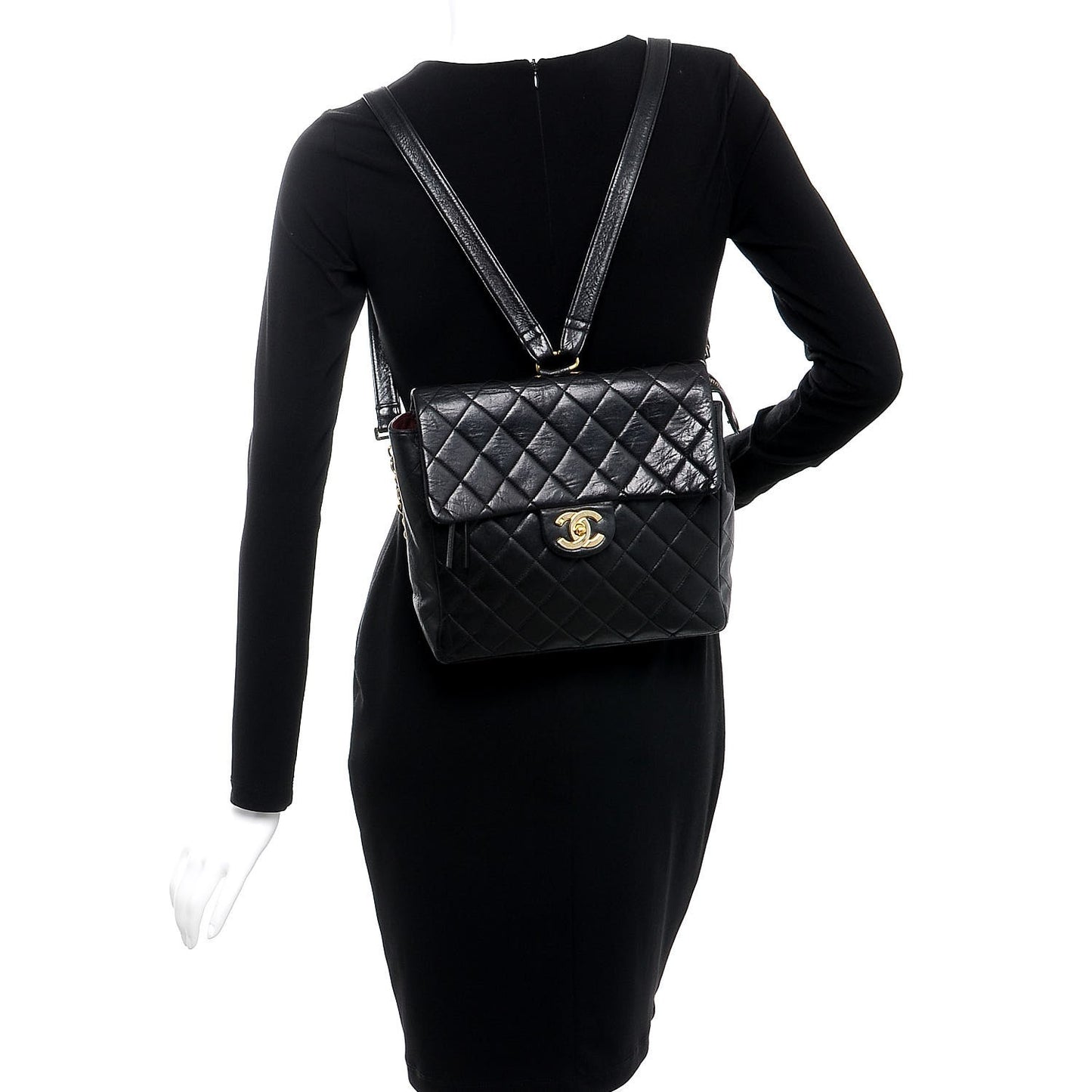 Lambskin Quilted Backpack Black