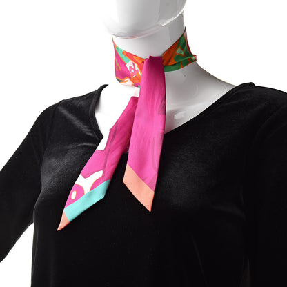 Hermes Silk Graff Graffiti Twilly Fuchsia Orange Vert 2 of 6