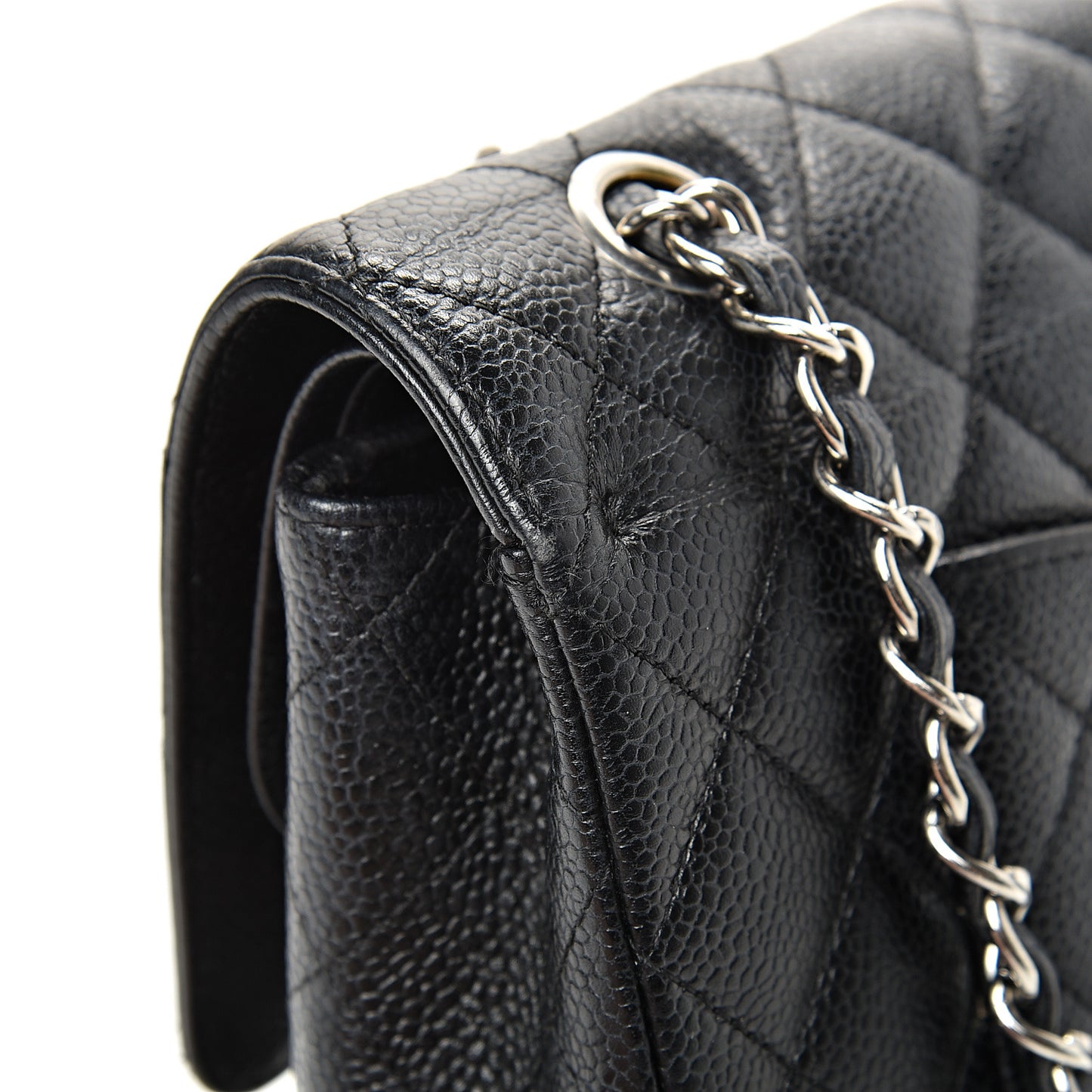Caviar Quilted Medium Double Flap Black