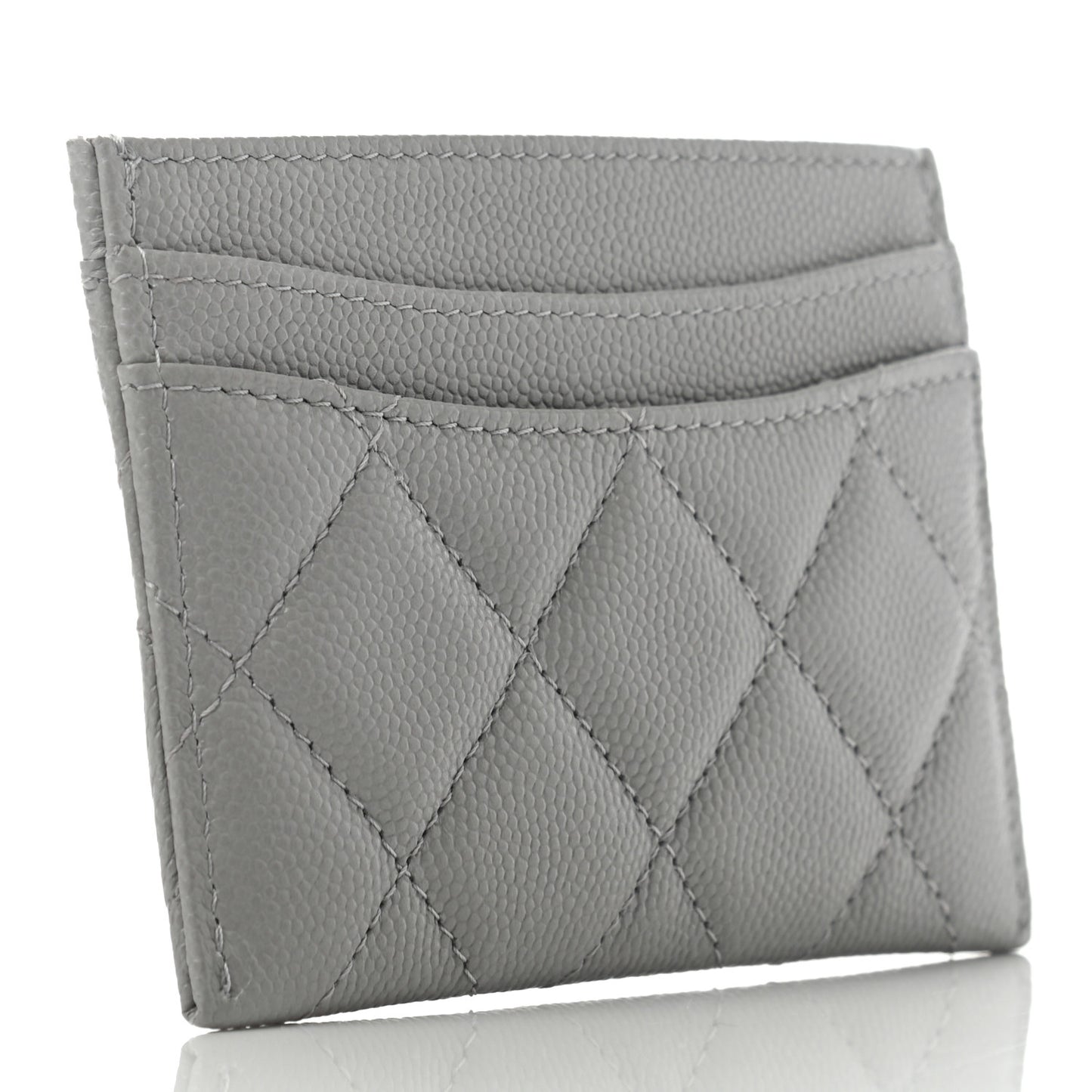 Caviar Quilted Card Holder Grey
