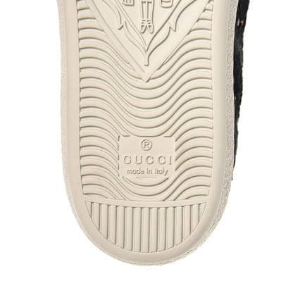 Gucci Lace Crystal Sylvie Web Flower Leaf Womens Ace Sneakers 37 Black Tan Beige 8 of 9