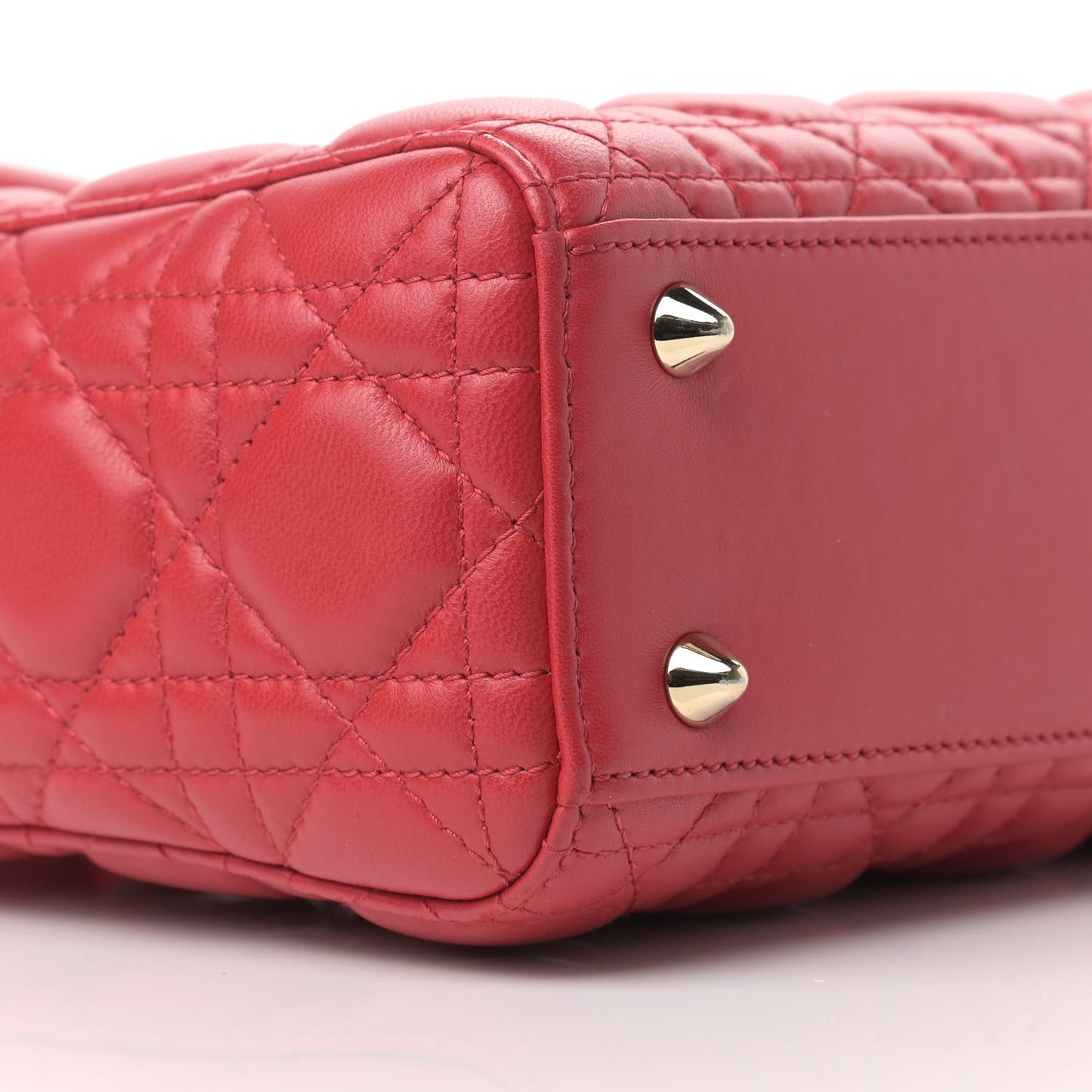 Lambskin Cannage Small Lucky Badges My Lady Dior Red