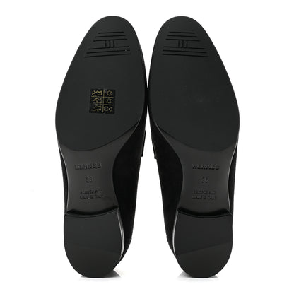 Hermes Suede Goatskin Paris Loafers 36 Black 6 of 10