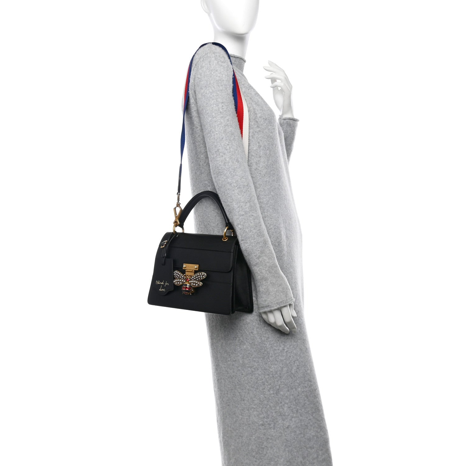 Gucci Calfskin Sylvie Web Small Queen Margaret Top Handle Bag Black 2 of 11