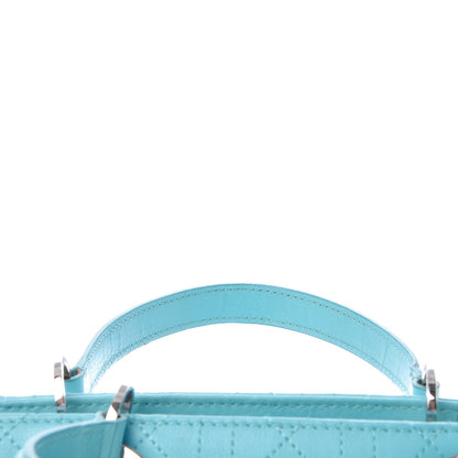 Christian Dior Calfskin Cannage Tote Turquoise 14 of 17
