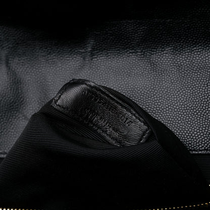 Saint Laurent Grain De Poudre Matelasse Chevron Large Monogram Satchel Black 7 of 20