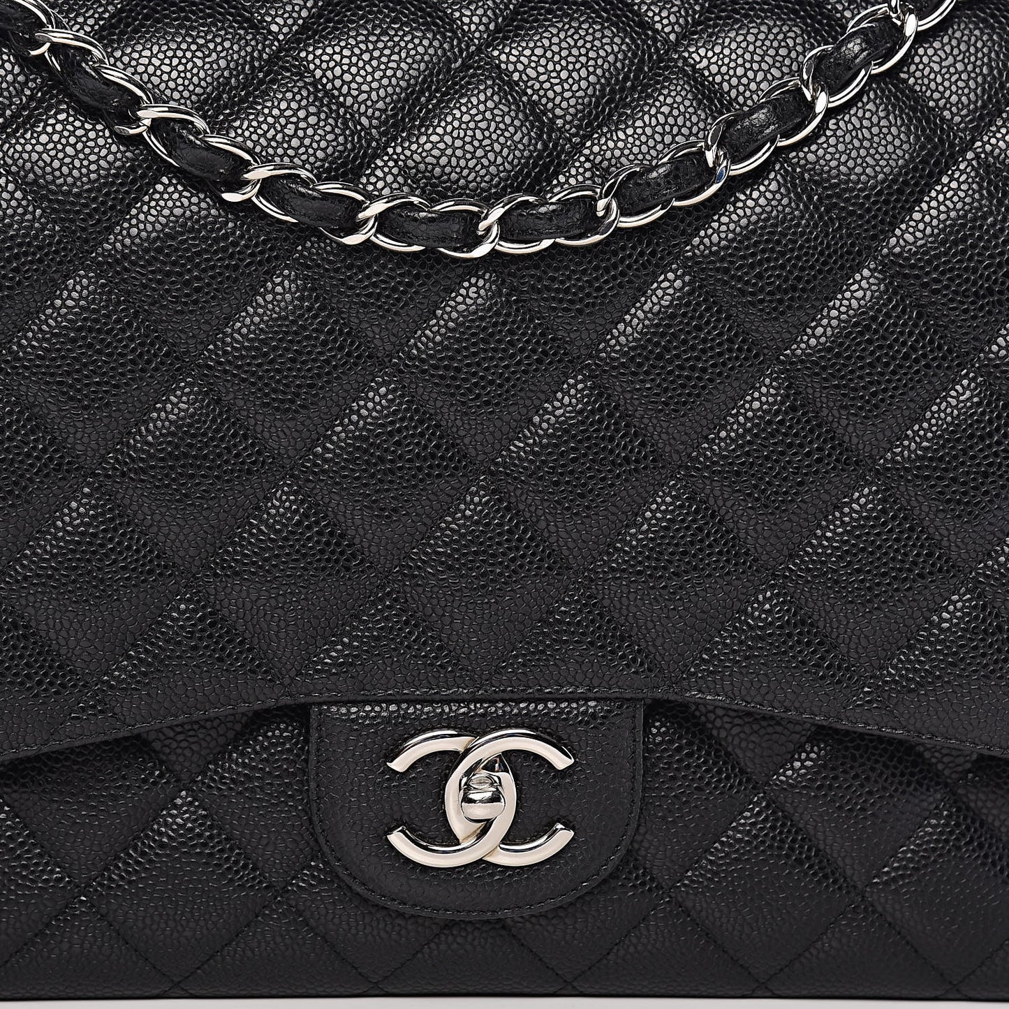 Caviar Quilted Maxi Double Flap Black