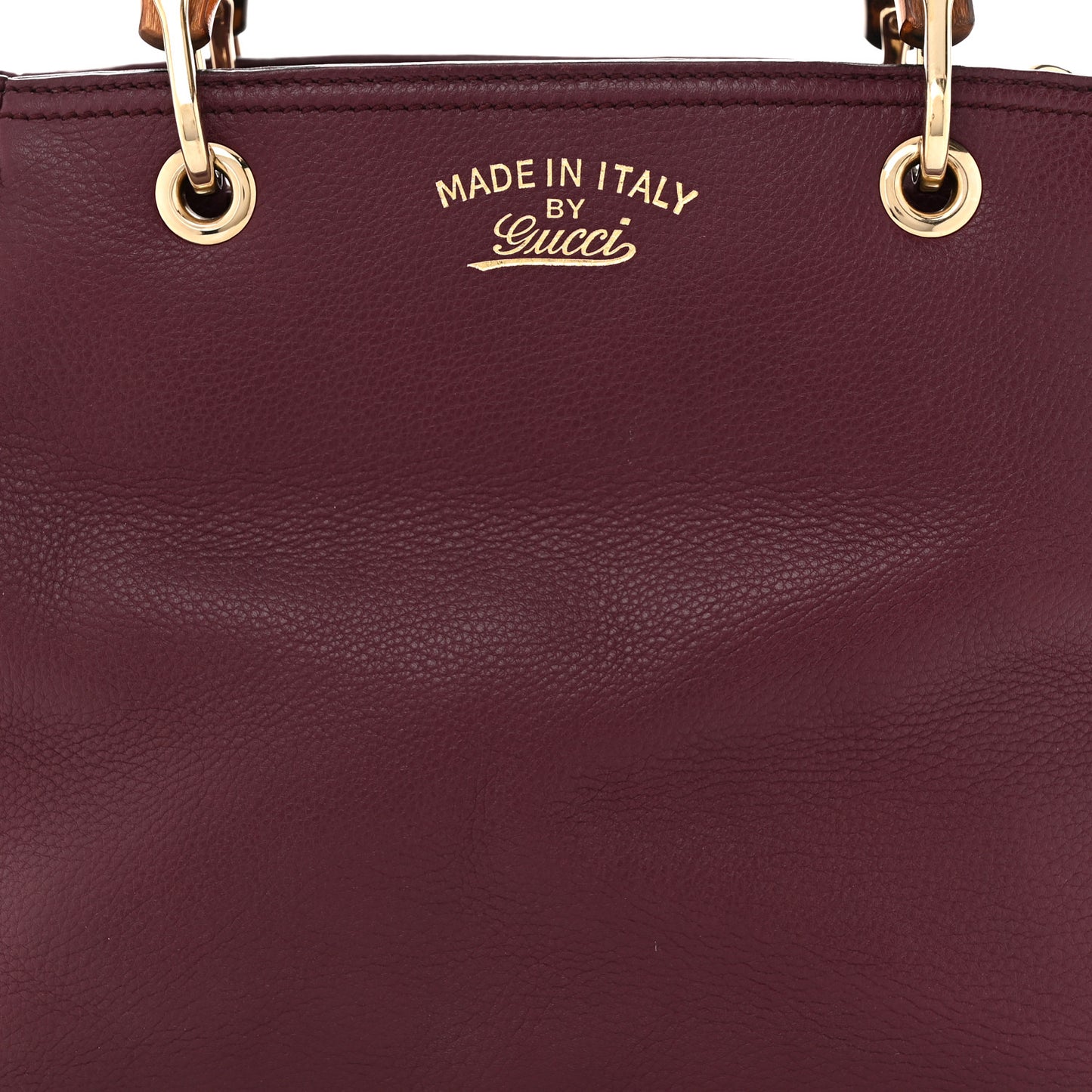 Calfskin Small Bamboo Shopper Tote Burgundy