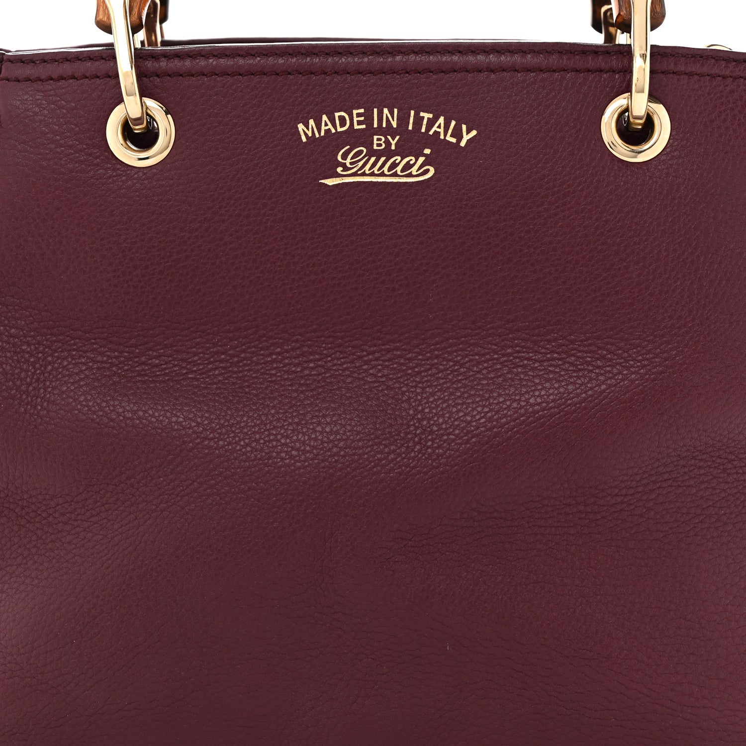 Gucci Calfskin Small Bamboo Shopper Tote Burgundy 9 of 11