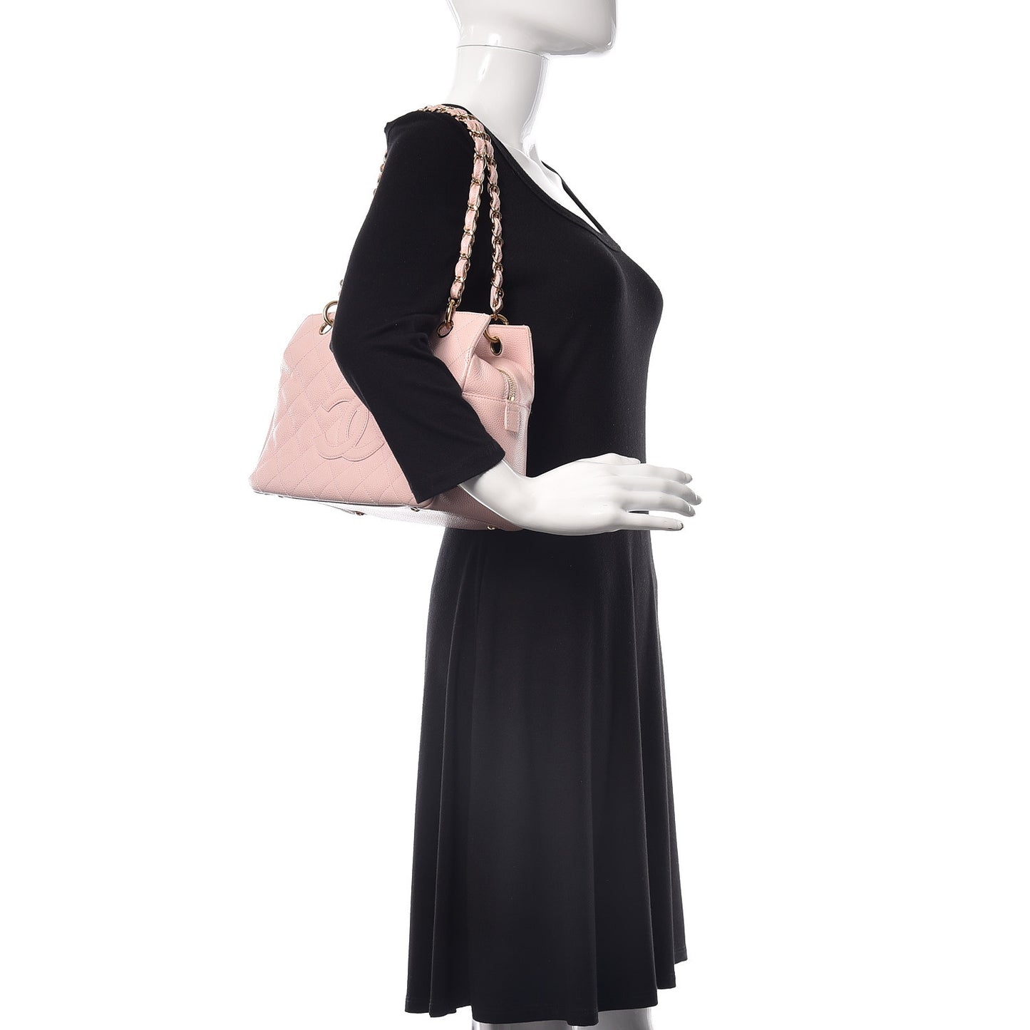 Caviar Quilted Petit Timeless Shopping Tote PTT Pink