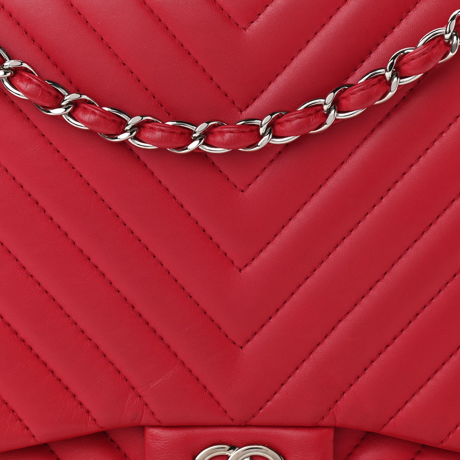 Chanel Lambskin Chevron Quilted Maxi Single Flap Red 8 of 12