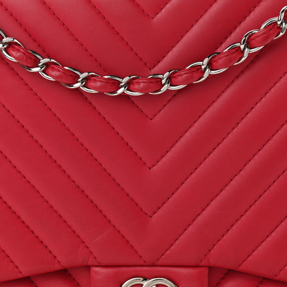 Chanel Lambskin Chevron Quilted Maxi Single Flap Red 8 of 12