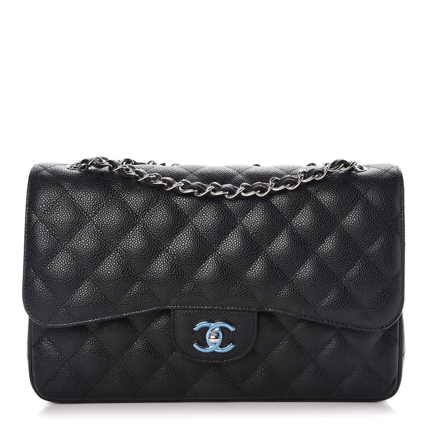Caviar Quilted Jumbo Double Flap Black