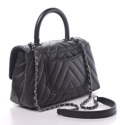 Chanel Caviar Chevron Quilted Mini Coco Handle Flap Black 4 of 11