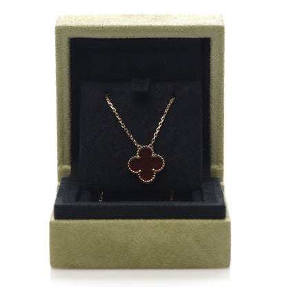 Van Cleef & Arpels 18K Yellow Gold Carnelian Vintage Alhambra Pendant Necklace 7 of 7