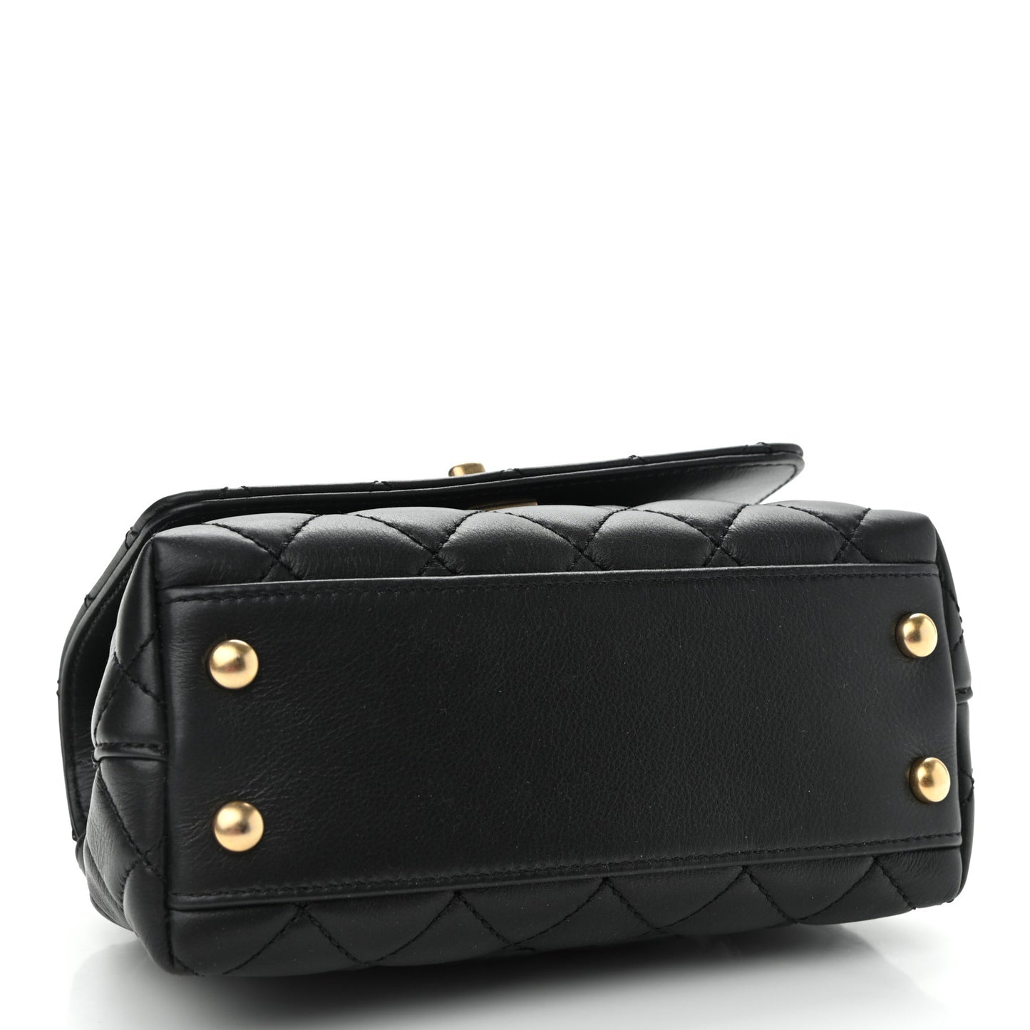 Calfskin Crystal Quilted Extra Mini Coco Handle Flap Black