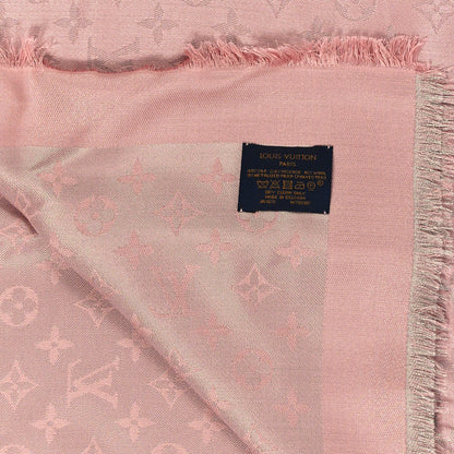 Louis Vuitton Silk Lurex Wool Monogram Shine Shawl Rose Velours 4 of 4