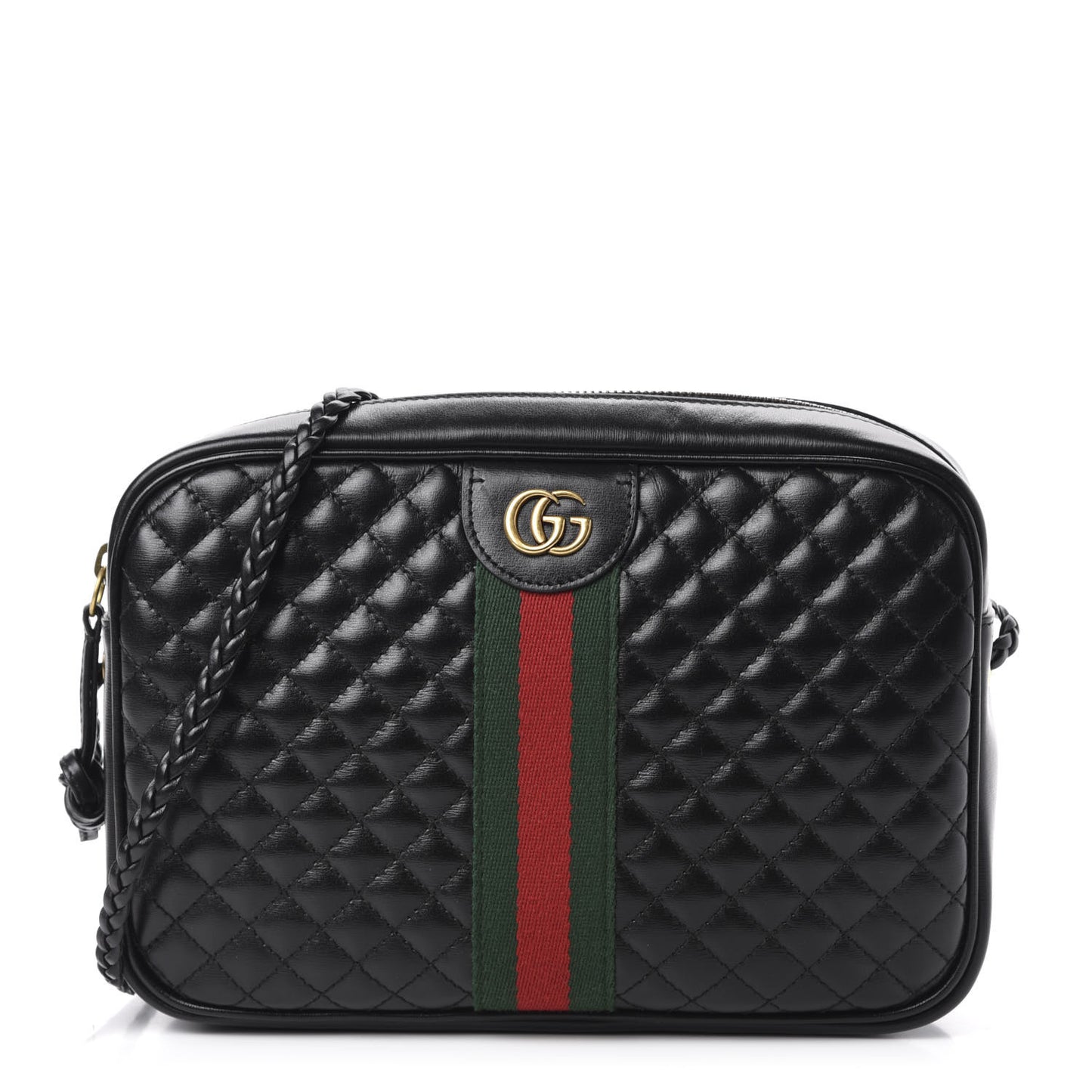 Calfskin Web Trapuntata Small GG Shoulder Bag Black