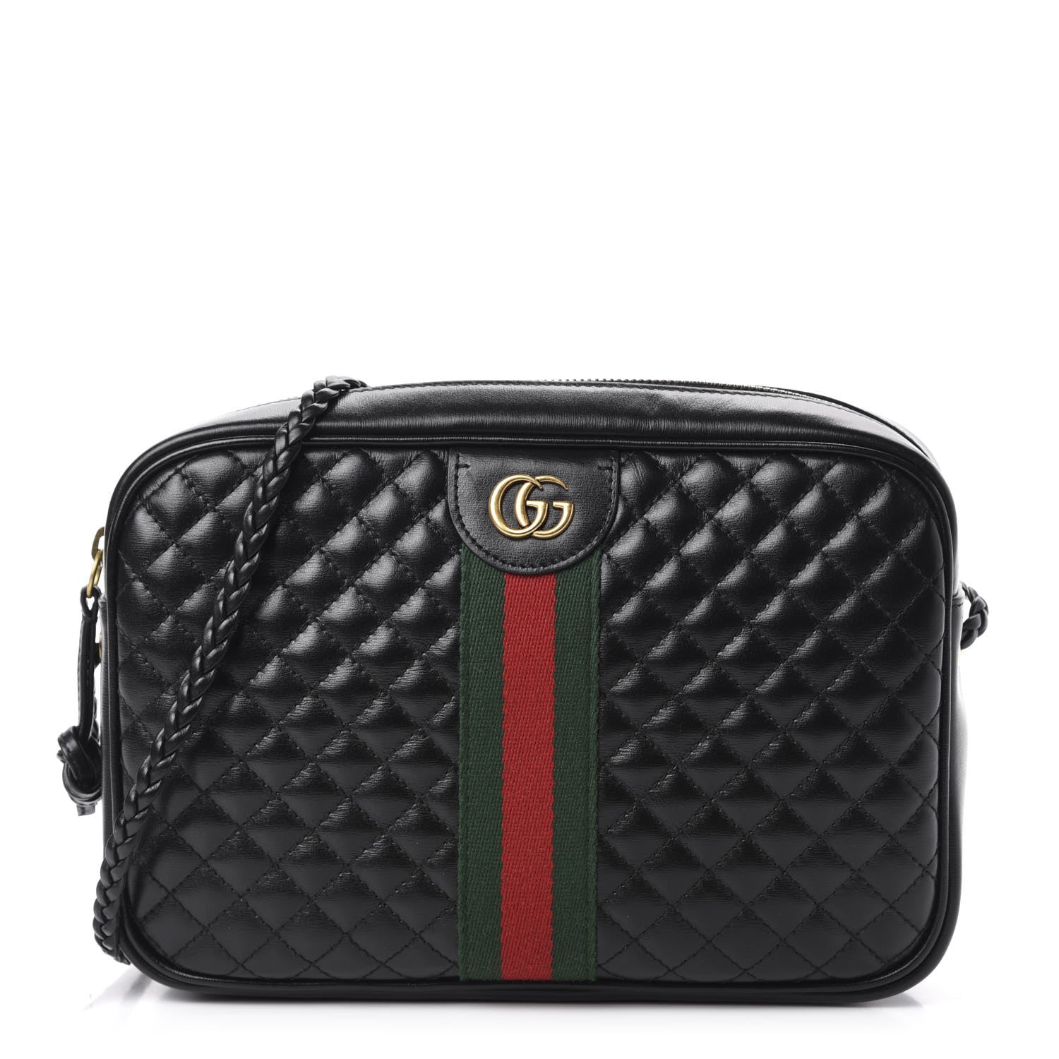 Gucci Calfskin Web Trapuntata Small GG Shoulder Bag Black 1 of 12