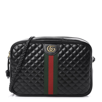 Gucci Calfskin Web Trapuntata Small GG Shoulder Bag Black 1 of 12