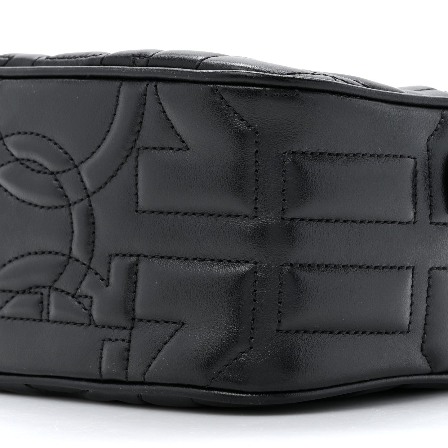 SALVATORE FERRAGAMO Calfskin Quilted Gancini Camera Bag Black
