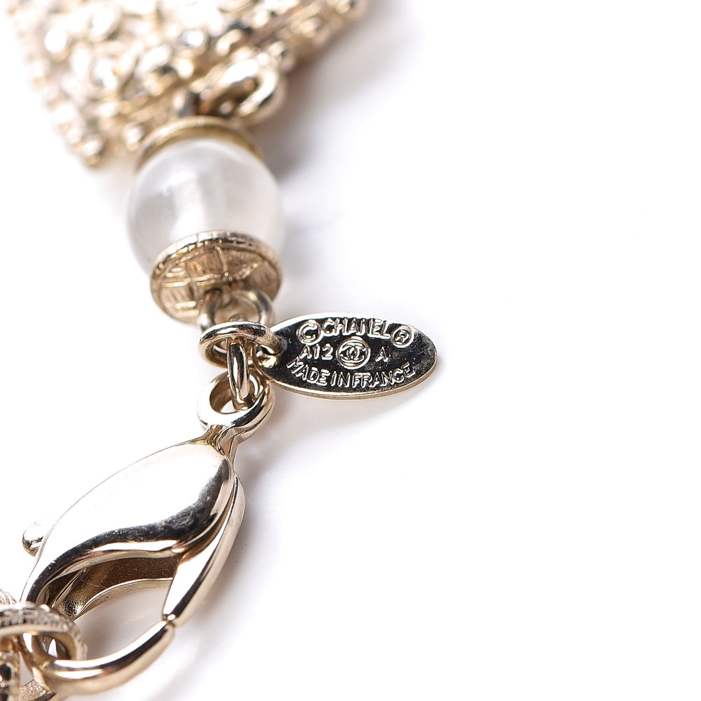 Pearl Beaded Crystal CC Gold Beige