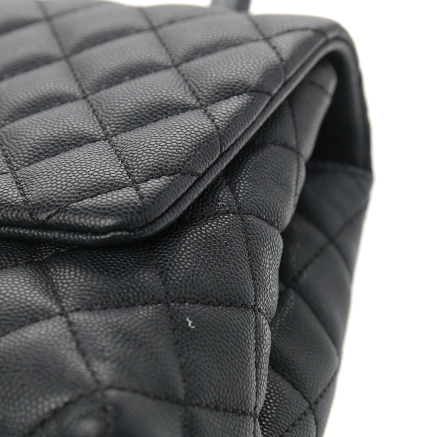 Caviar Quilted Small Coco Handle Flap Black