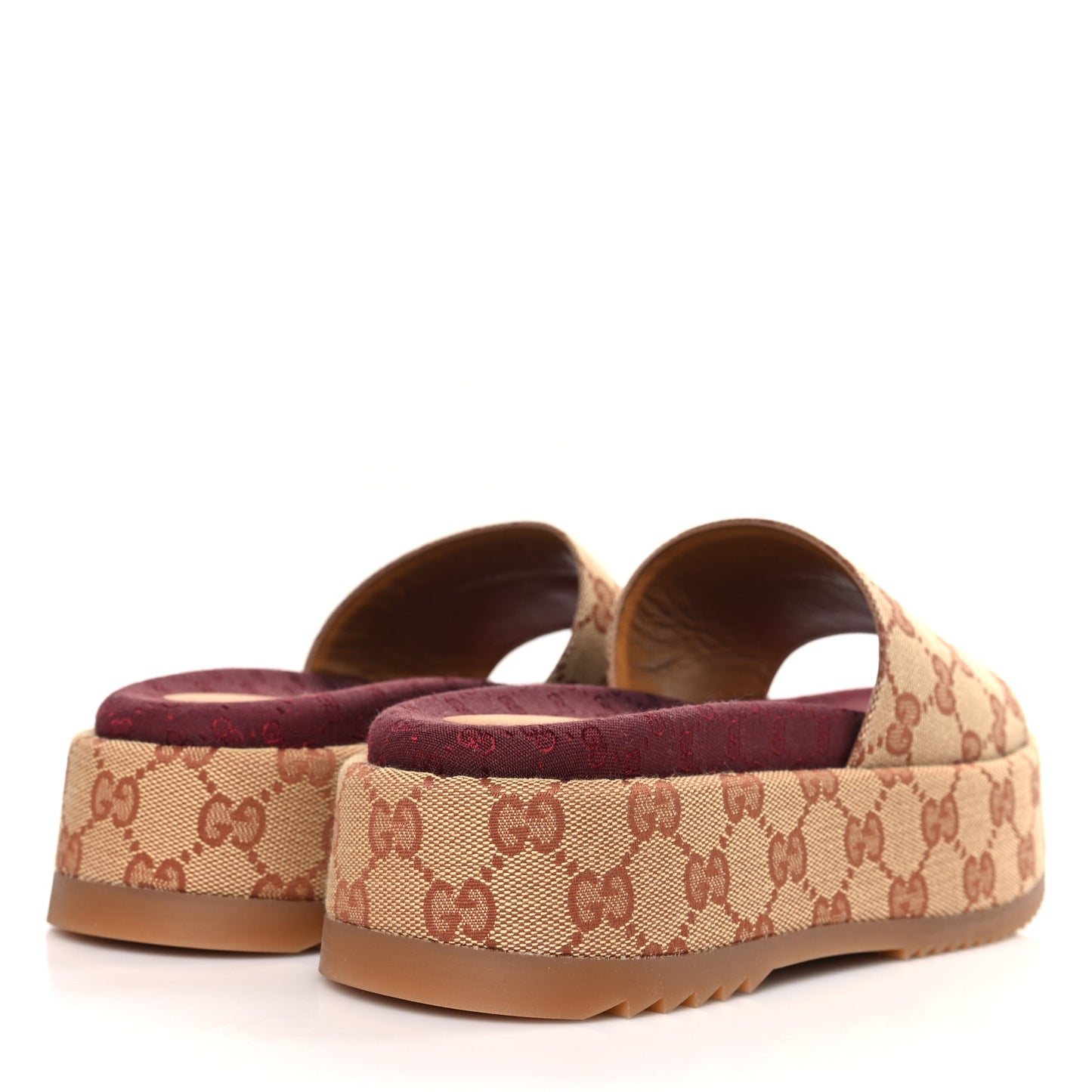 Canvas GG Monogram Angelina Platform Slide Sandals 37.5 Beige Ruggine