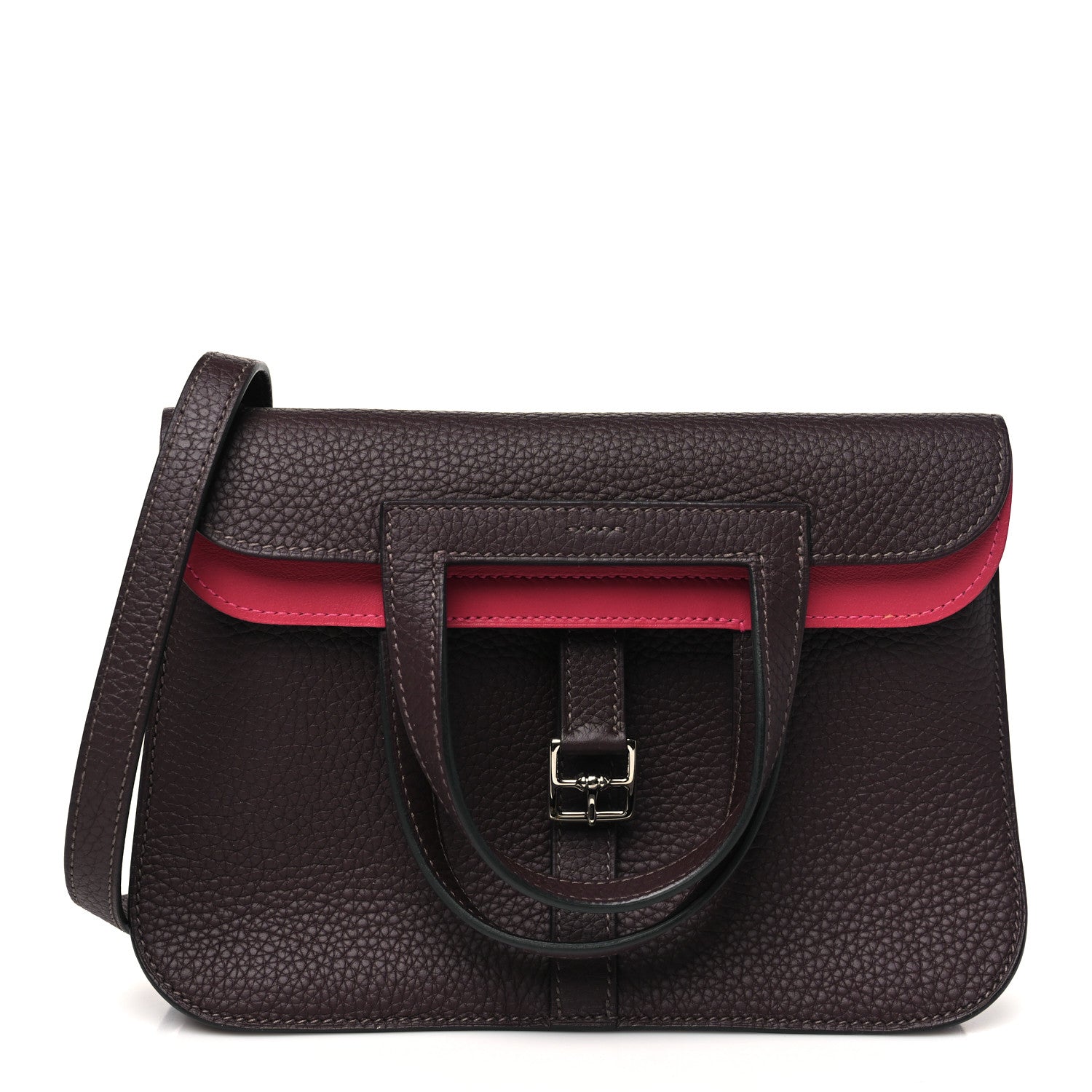 Hermes Taurillon Clemence Verso Halzan 25 Rouge Sellier Framboise