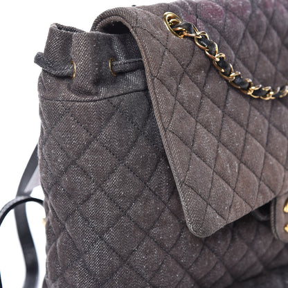 Chanel Washed Denim Quilted Large Urban Spirit Backpack Black 17 of 18