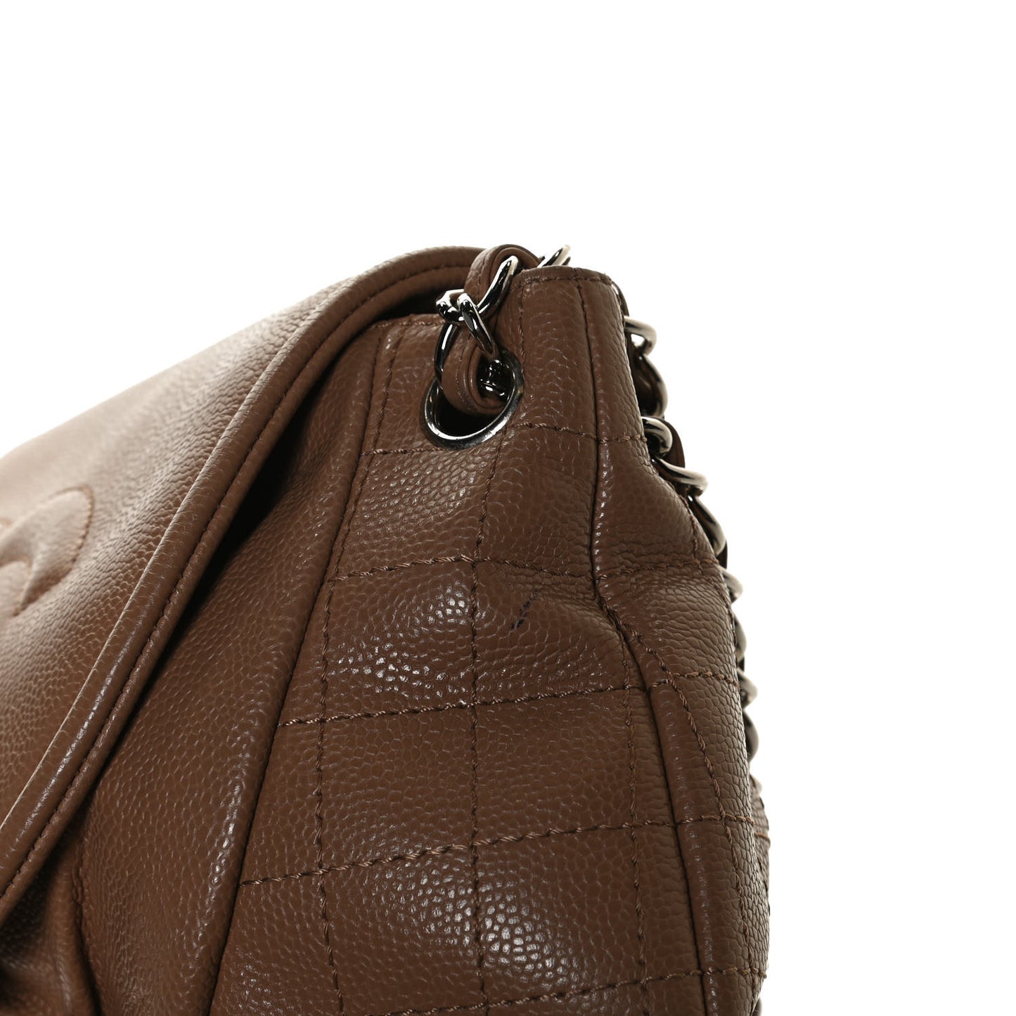 Caviar Large Half Moon Flap Dark Beige