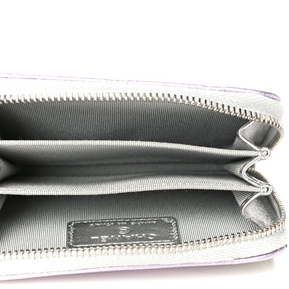 Chanel Gradient Metallic Calfskin Quilted Zip Around Coin Purse Wallet Silver Blue Yellow Purple 5 of 11