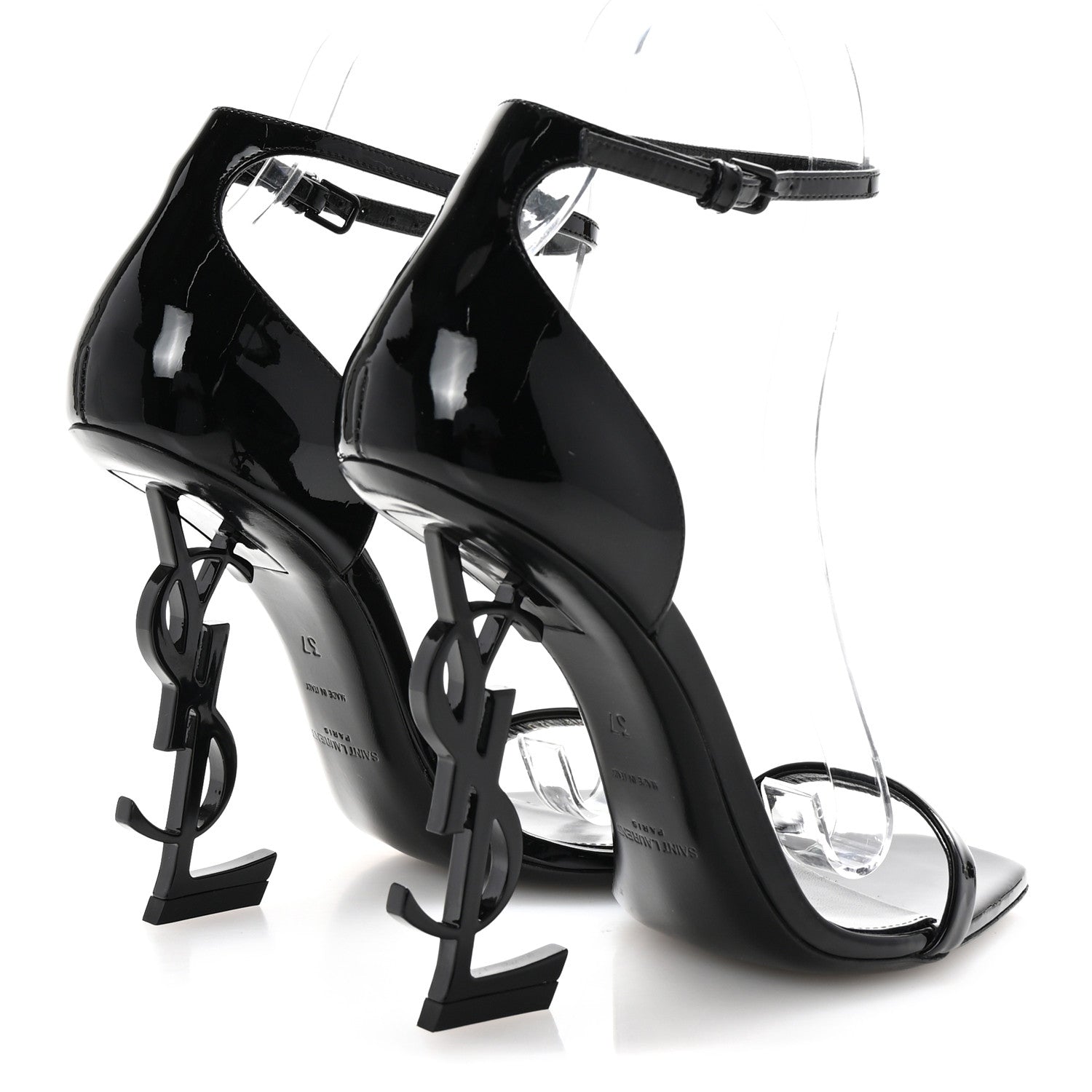 Saint Laurent Patent Calfskin Opyum 110 Sandals 37 Black 5 of 10
