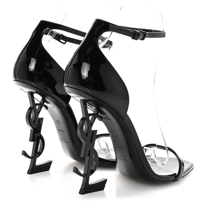Saint Laurent Patent Calfskin Opyum 110 Sandals 37 Black 5 of 10