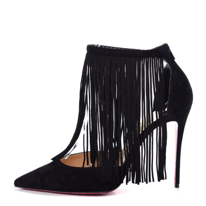 Christian Louboutin Veau Velours Fringe Courtain 100 Pumps 40 Black 1 of 10