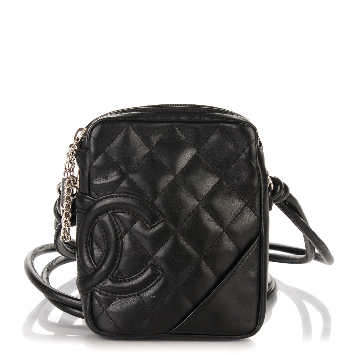 Calfskin Quilted Small Cambon Messenger Black