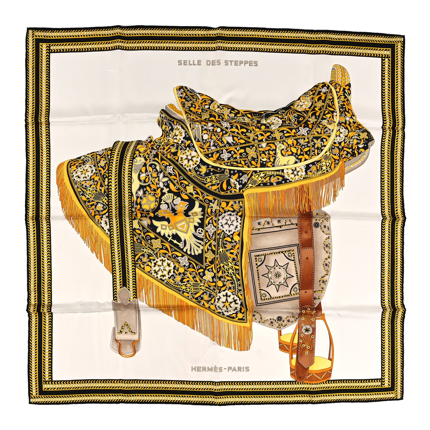 Silk Selle Des Steppes Scarf 90 White Or Black