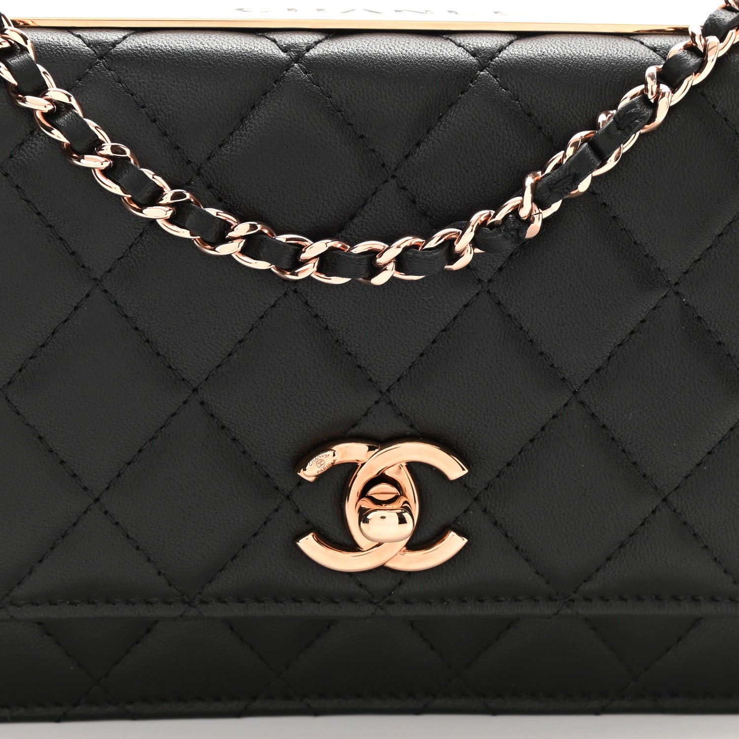 Chanel Lambskin Quilted Trendy CC Wallet On Chain WOC Black 9 of 12