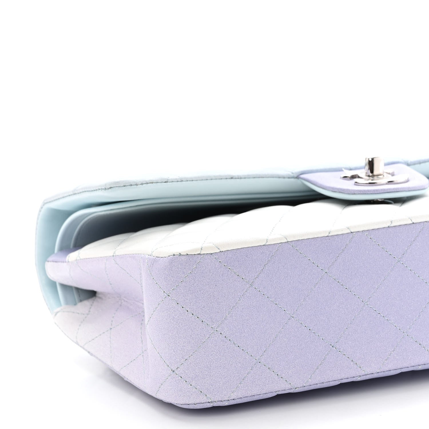 Chanel Perforated Lambskin Quilted Medium Double Flap Light Blue Light Purple White 9 of 10