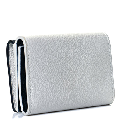 Saint Laurent Grained Calfskin Paris Petite Compact Wallet White Black 3 of 7