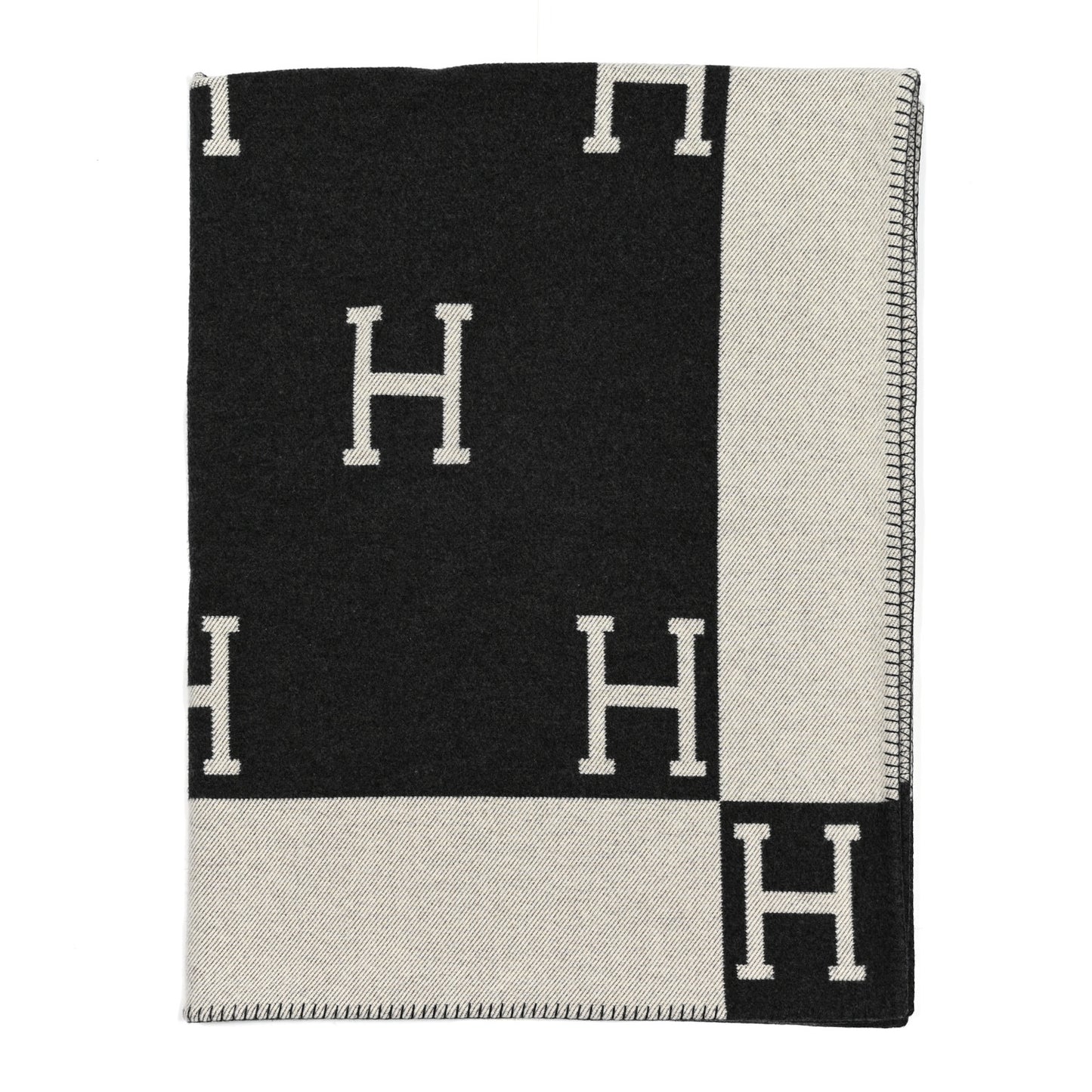 Wool Cashmere Avalon Blanket Ecru Gris Fonce