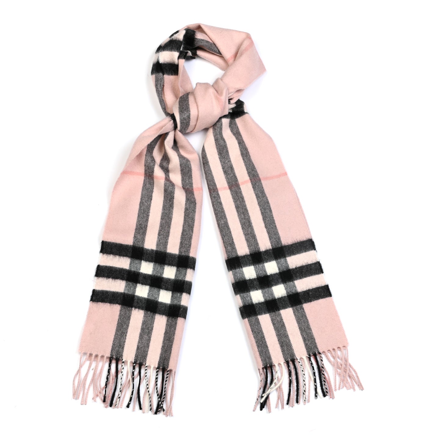 Cashmere Giant Heritage Check Fringe Scarf Ash Rose