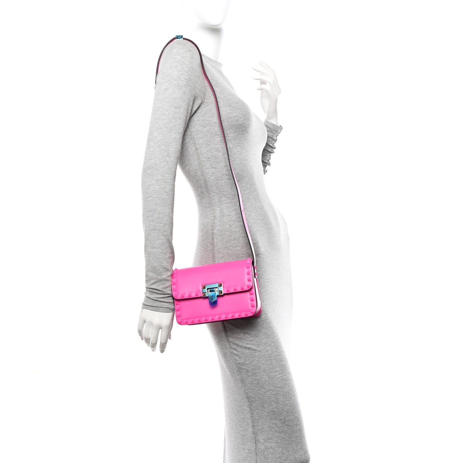 Valentino Garavani Smooth Calfskin Enamel Tonal Small Rockstud23 Shoulder Bag Pink PP 2 of 9