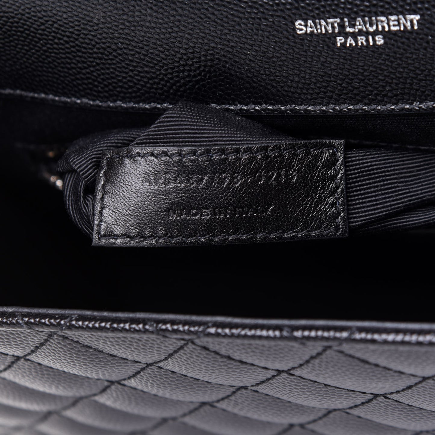 Grain De Poudre Textured Mixed Matelasse Large Triquilt Monogram Satchel Black