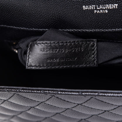 Saint Laurent Grain De Poudre Textured Mixed Matelasse Large Triquilt Monogram Satchel Black 7 of 11